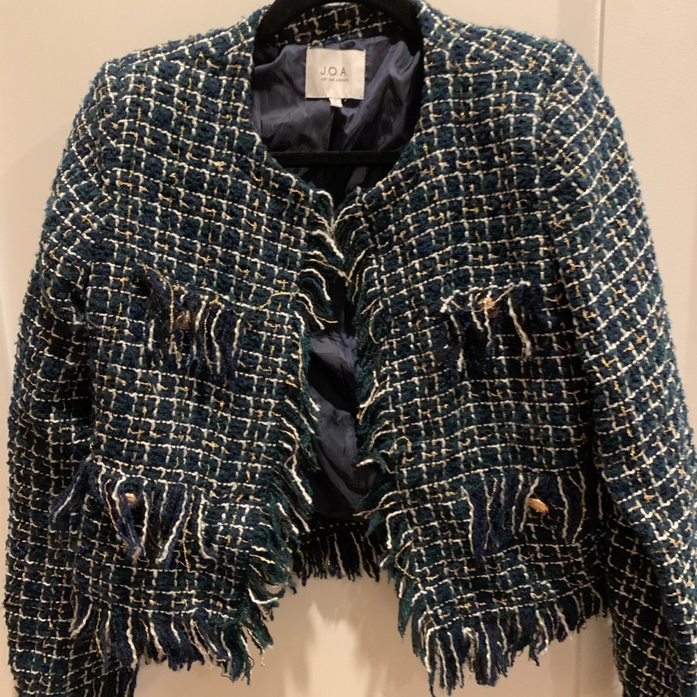 JOA Emerald Green Tweed Blazer Jacket